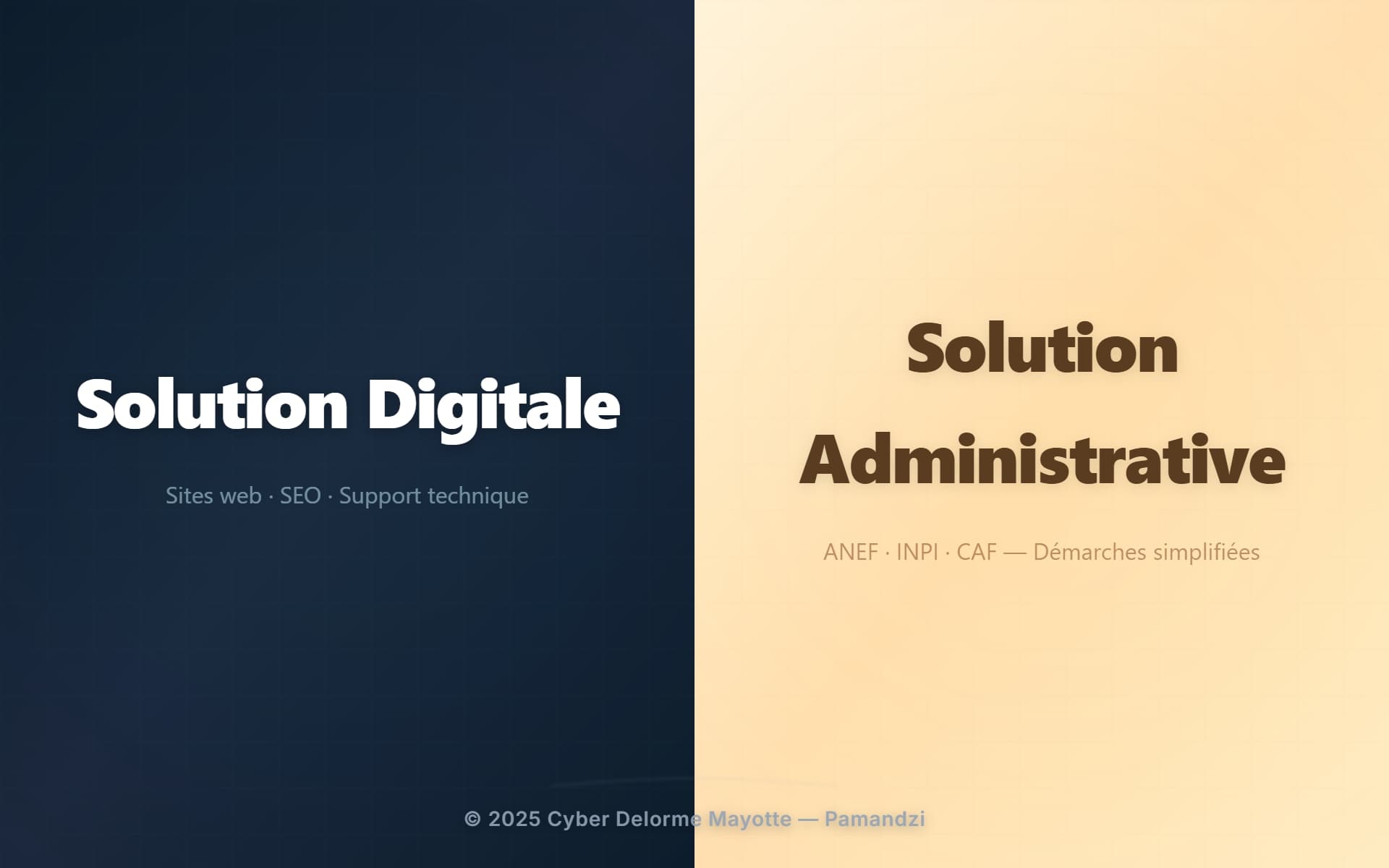 Cyber Delorme Mayotte — Présentation de services & suivi clients — Pamandzi